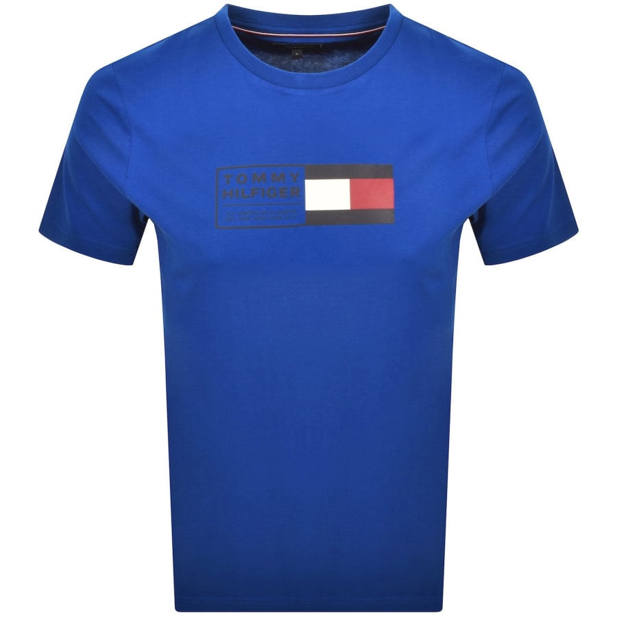 Image number 1 for Tommy Hilfiger Brand Love Text Box T Shirt Blue