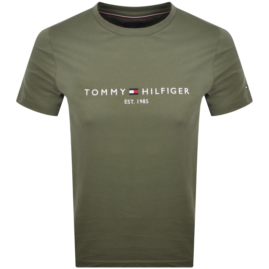Image number 1 for Tommy Hilfiger Logo Slim Fit T Shirt Green