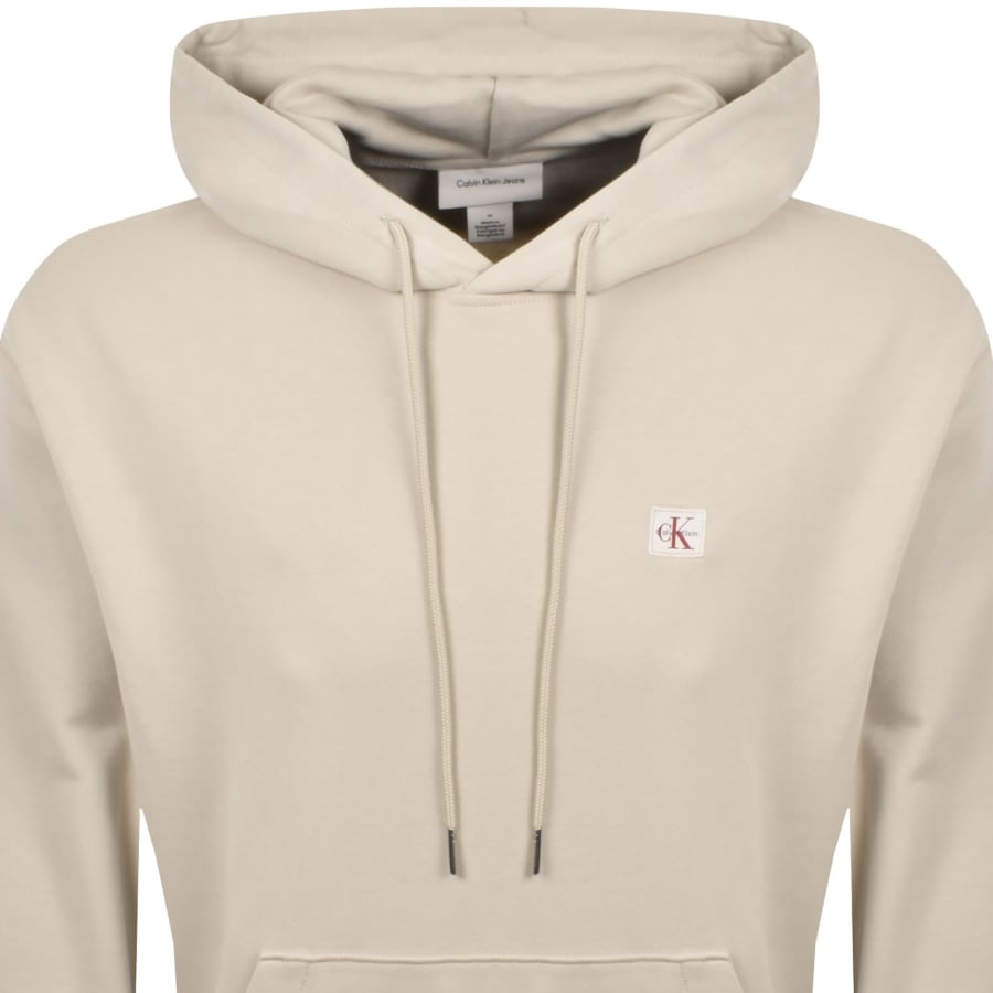 Image number 2 for Calvin Klein Jeans Badge Hoodie Beige