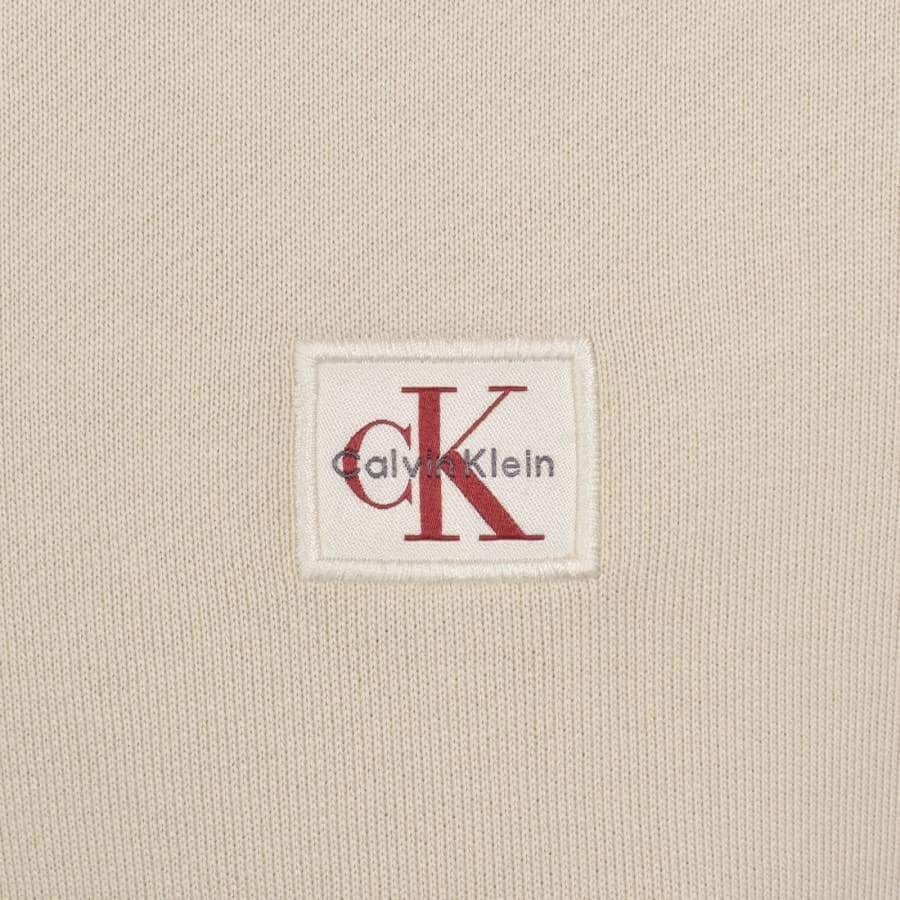 Image number 3 for Calvin Klein Jeans Badge Hoodie Beige