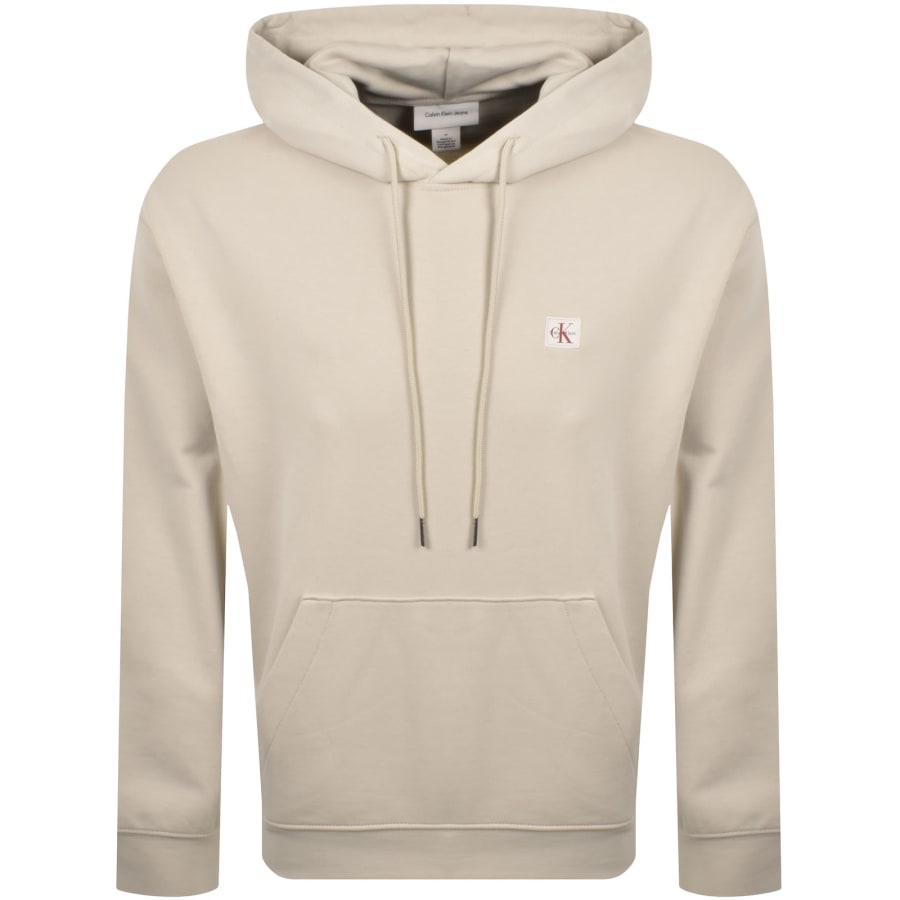 Image number 1 for Calvin Klein Jeans Badge Hoodie Beige