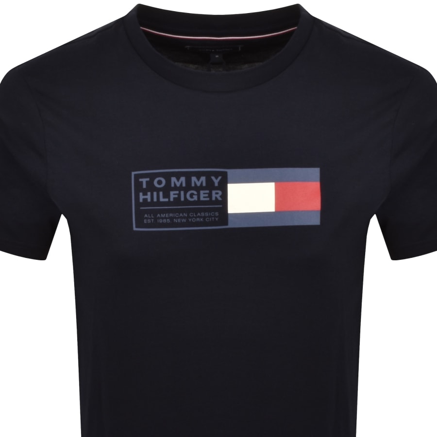 Image number 2 for Tommy Hilfiger Text Box T Shirt Navy