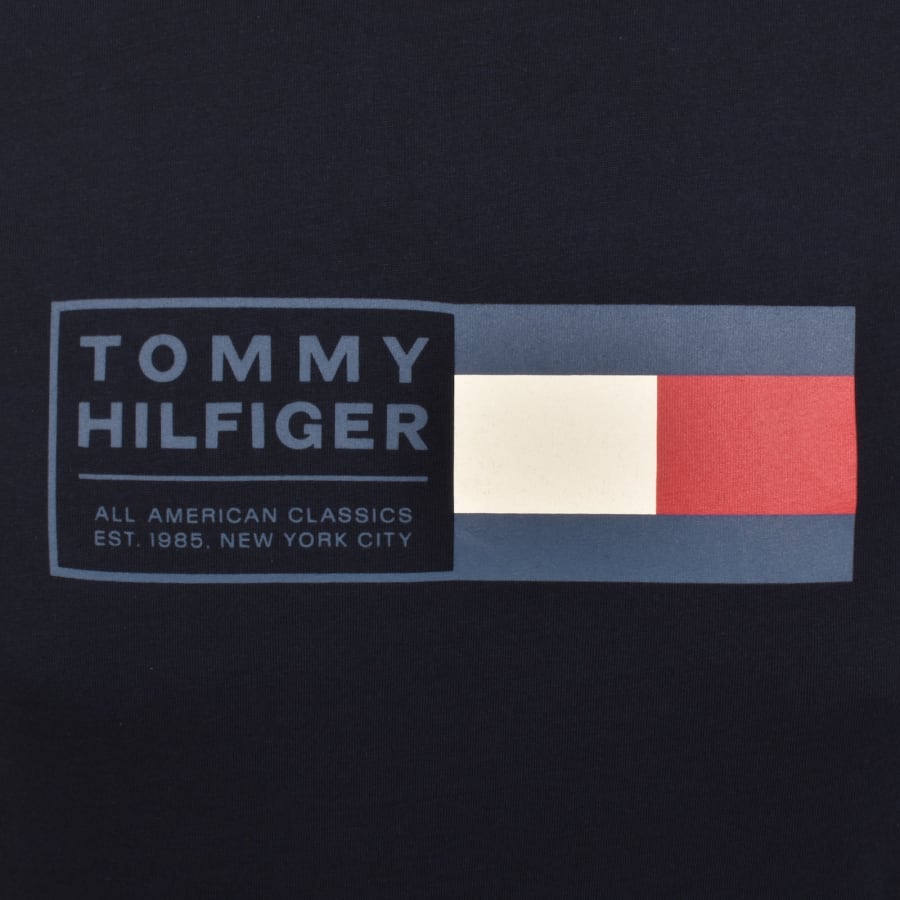 Image number 3 for Tommy Hilfiger Text Box T Shirt Navy