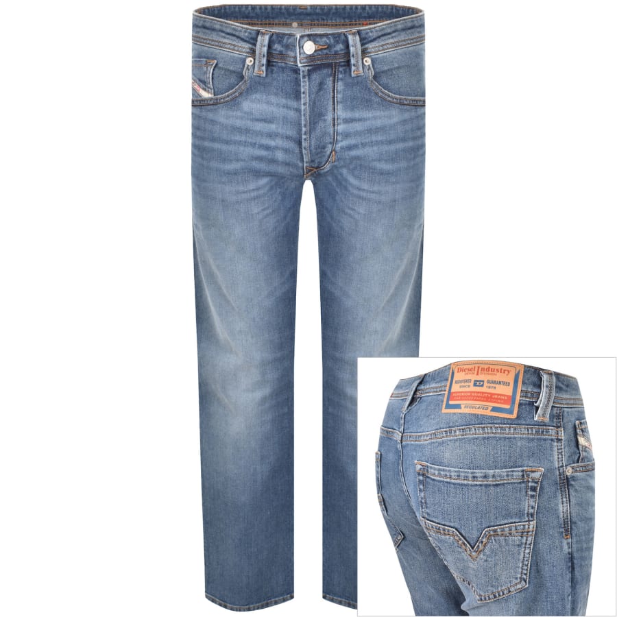 Image number 1 for Diesel Larkee Light Wash Regular Fit Jeans Blue