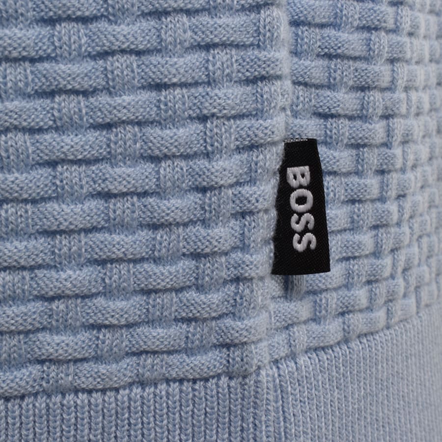 Image number 3 for BOSS Knit Polo Jumper Light Blue
