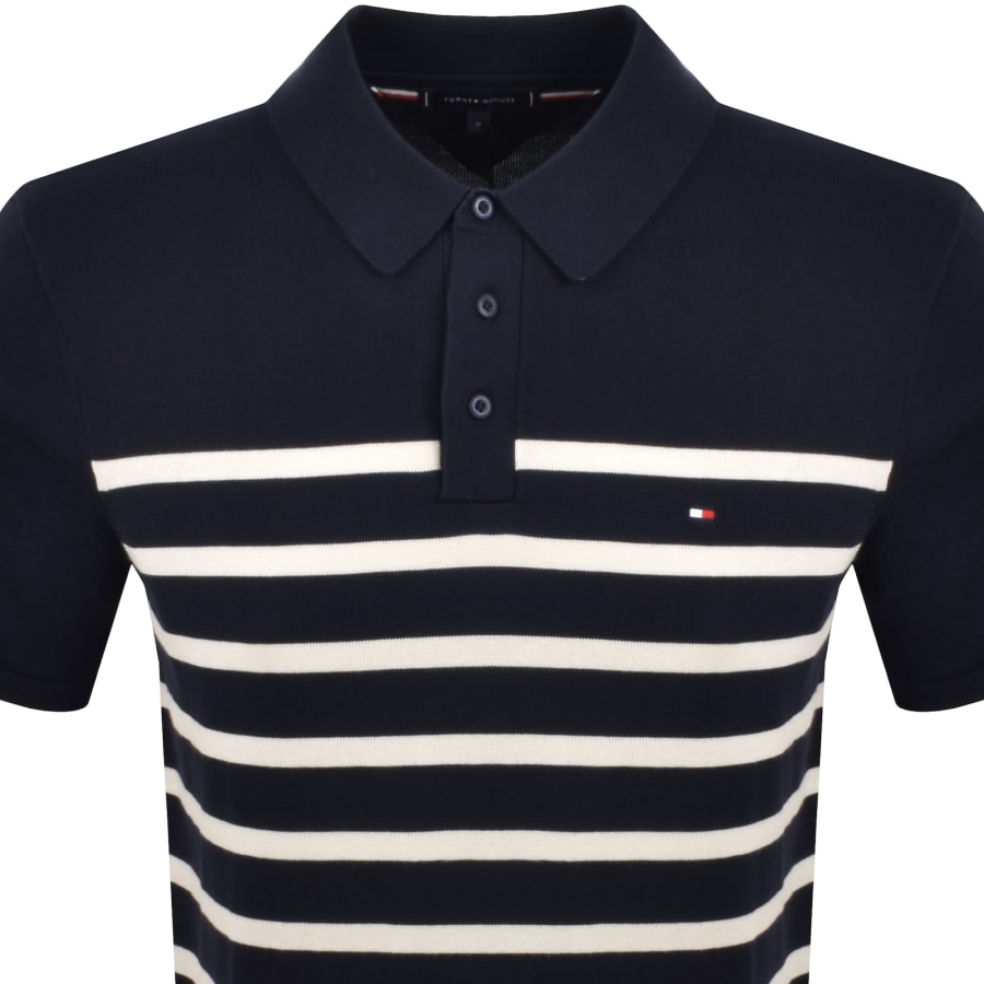 Image number 2 for Tommy Hilfiger Knit Striped Polo T Shirt Navy