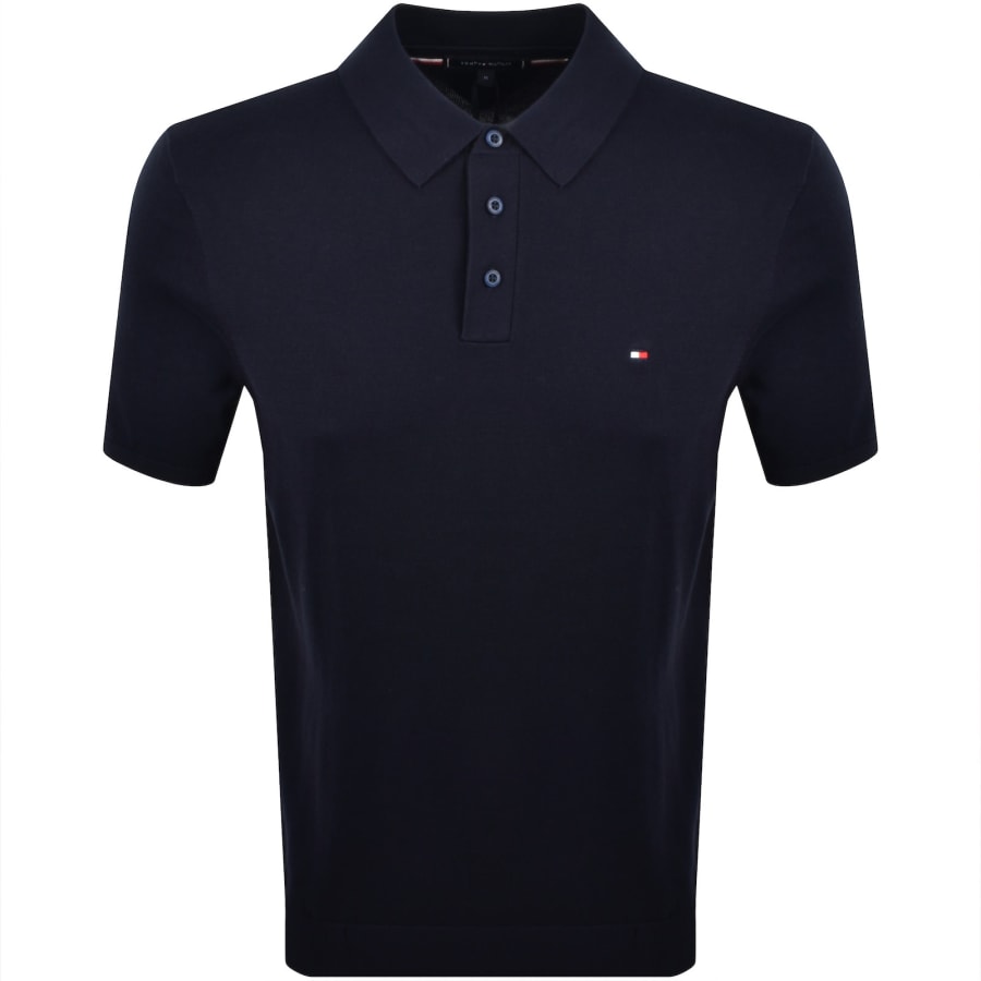 Image number 1 for Tommy Hilfiger Knit Polo T Shirt Navy
