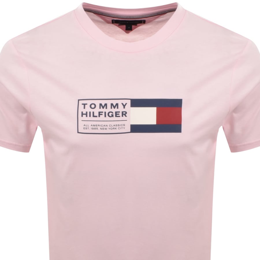 Image number 2 for Tommy Hilfiger Text Box T Shirt Pink
