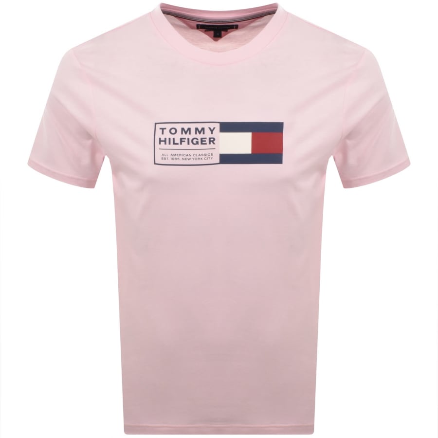 Image number 1 for Tommy Hilfiger Text Box T Shirt Pink