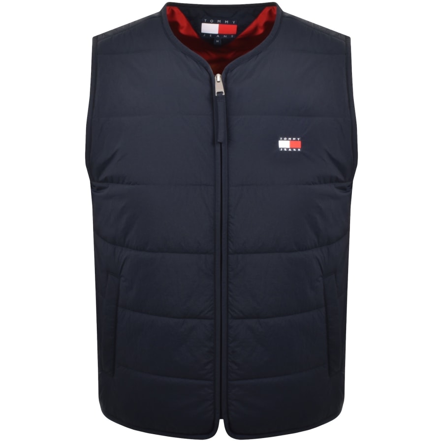 Image number 2 for Tommy Jeans Flag Quilted Gilet Navy