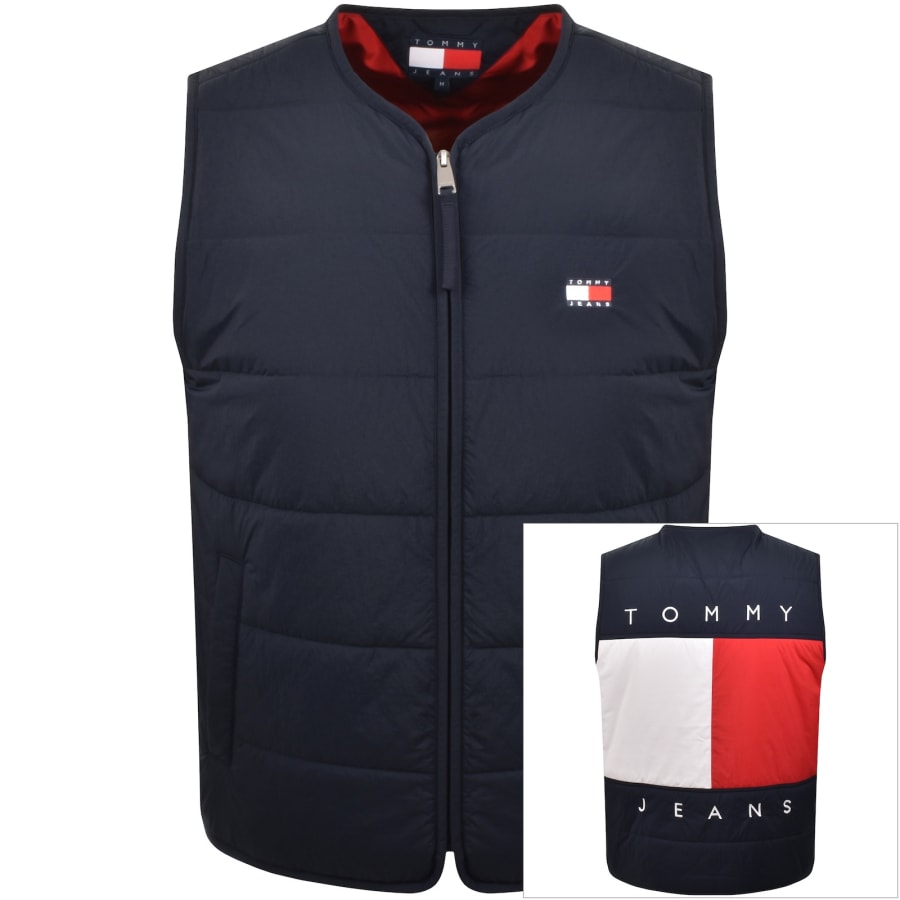 Image number 1 for Tommy Jeans Flag Quilted Gilet Navy