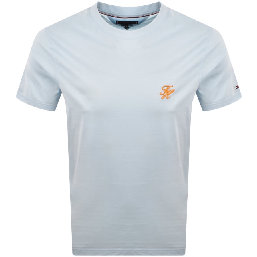 Image number 1 for Tommy Hilfiger Script Monogram T Shirt Blue