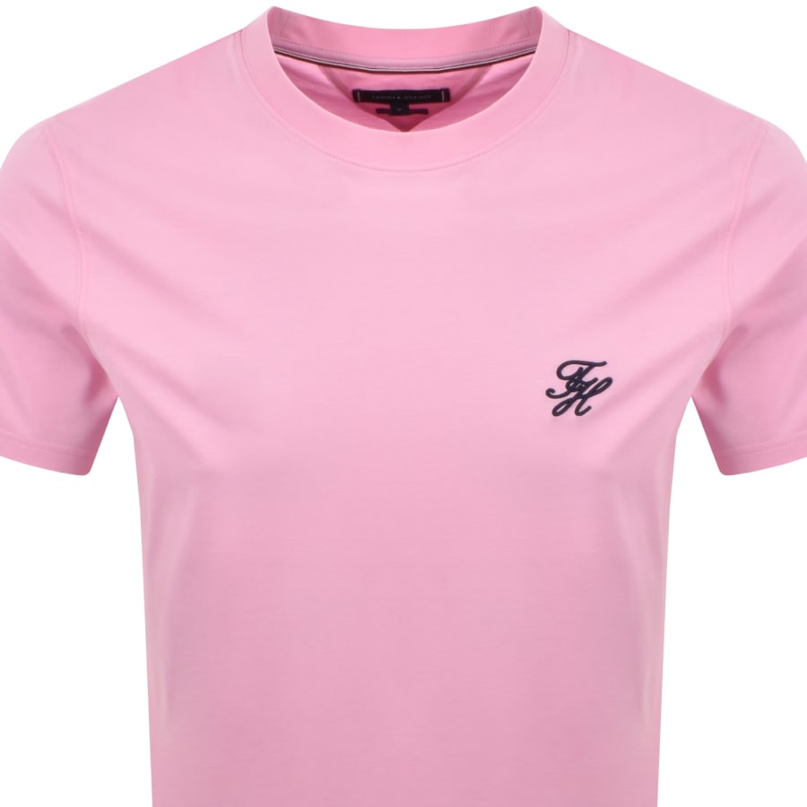 Image number 2 for Tommy Hilfiger Script Monogram T Shirt Pink