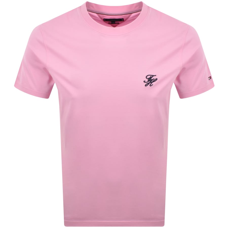 Image number 1 for Tommy Hilfiger Script Monogram T Shirt Pink