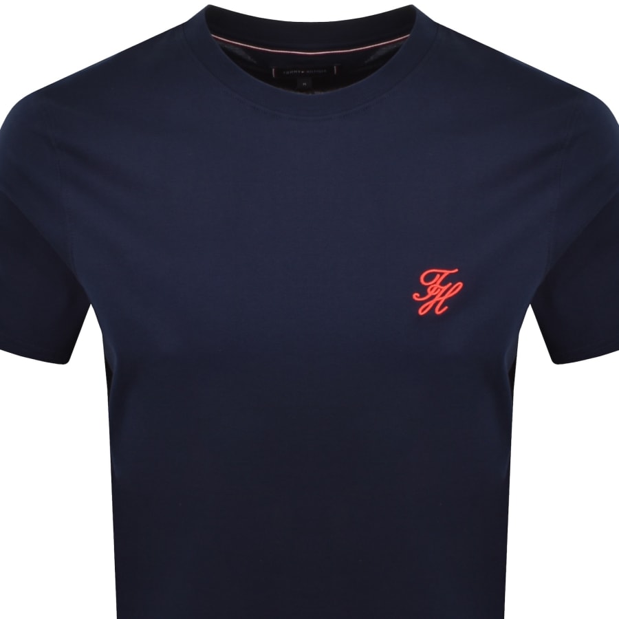 Image number 2 for Tommy Hilfiger Script Monogram T Shirt Navy