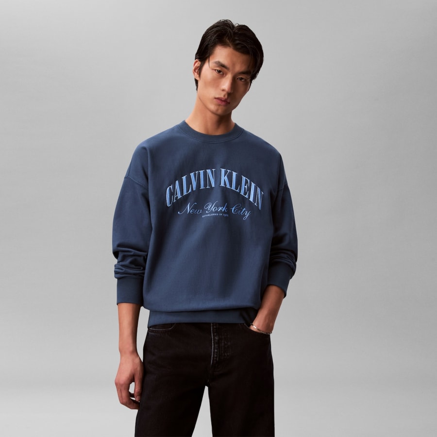 Image number 5 for Calvin Klein Jeans Logo Graphic Sweatshirt Blue
