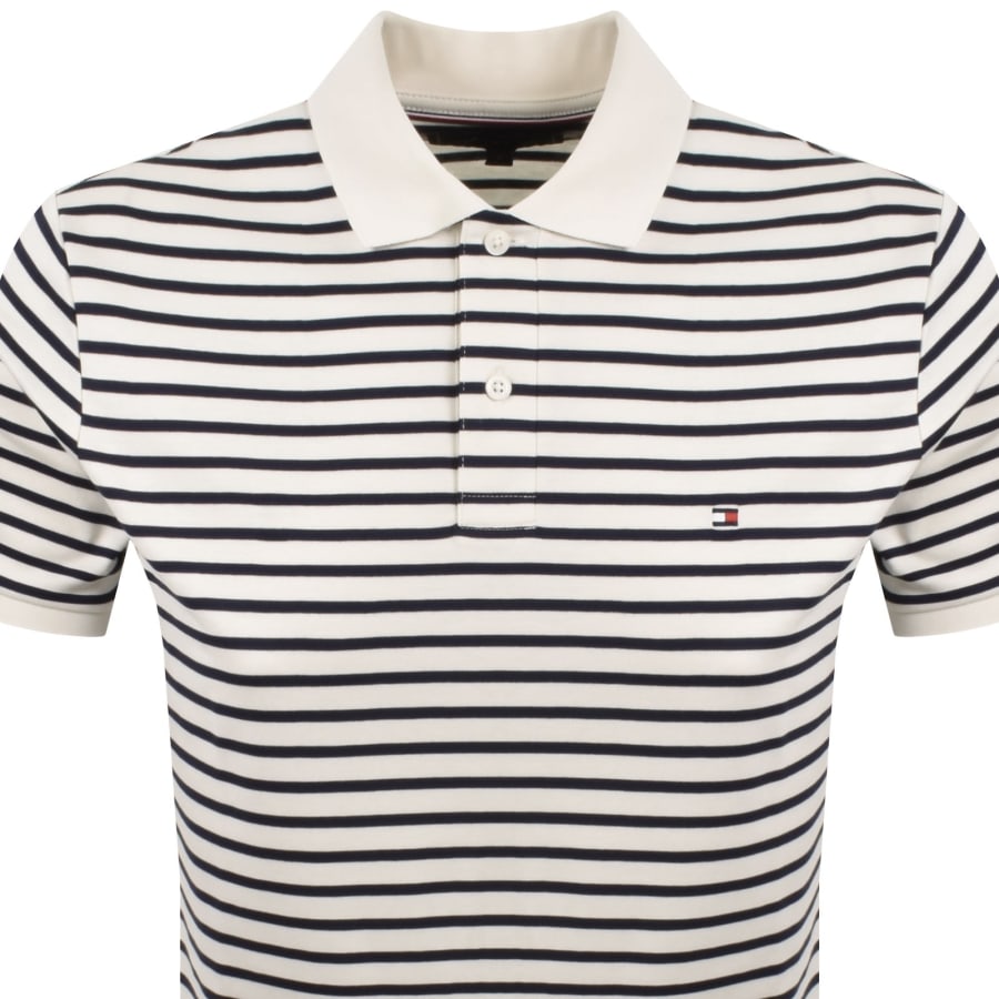 Image number 2 for Tommy Hilfiger Stripe Polo T Shirt Cream