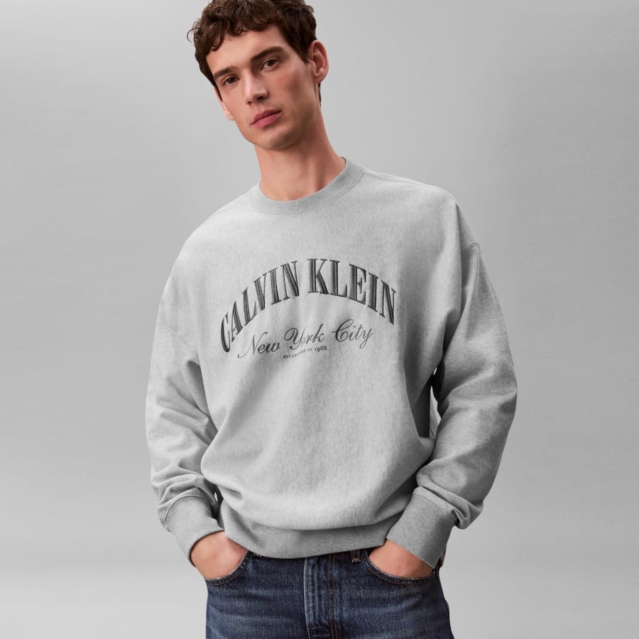 Image number 5 for Calvin Klein Jeans Logo Graphic Sweatshirt Grey