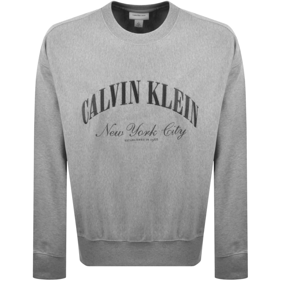 Image number 1 for Calvin Klein Jeans Logo Graphic Sweatshirt Grey