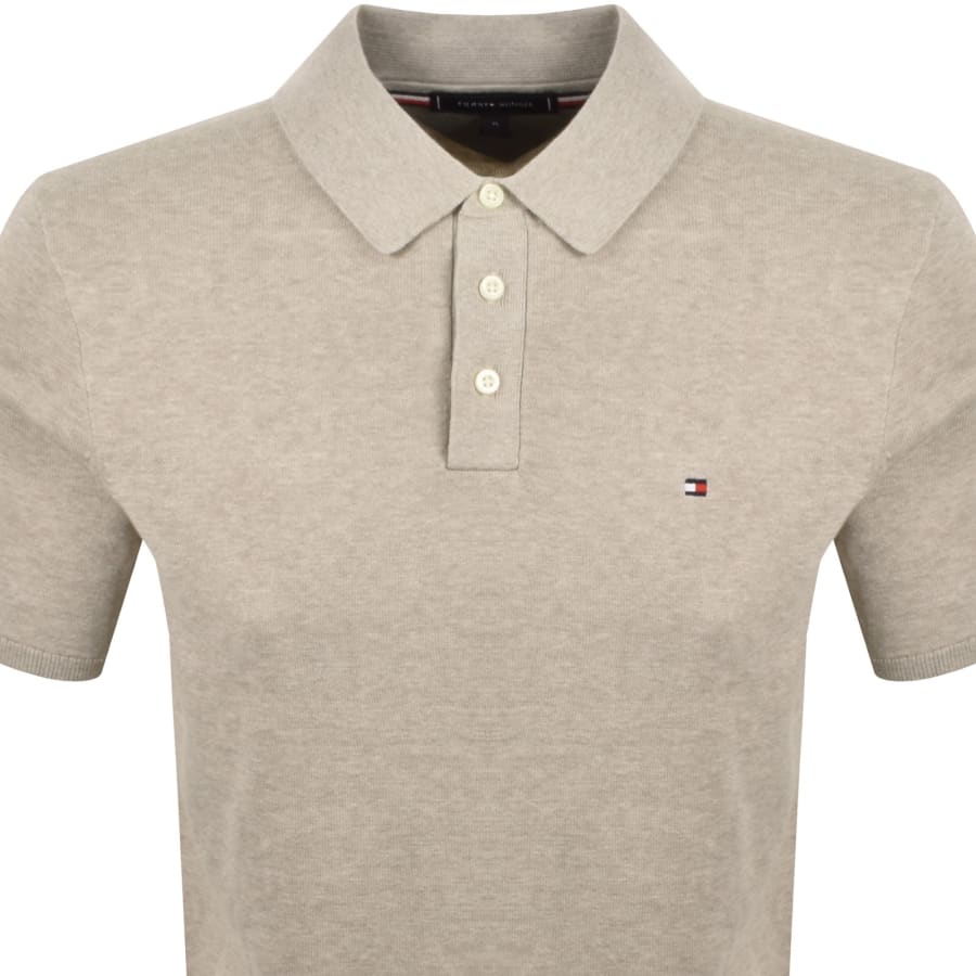 Image number 2 for Tommy Hilfiger Knit Polo T Shirt Beige