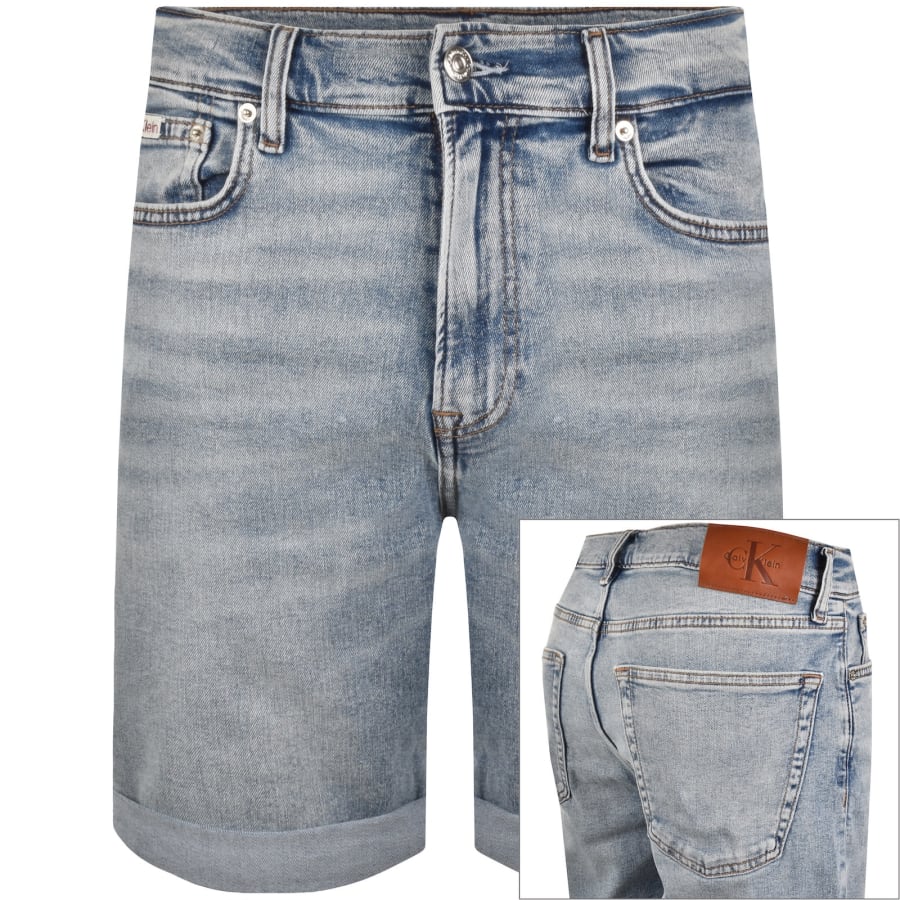 Image number 1 for Calvin Klein Jeans Slim Fit Denim Shorts Blue