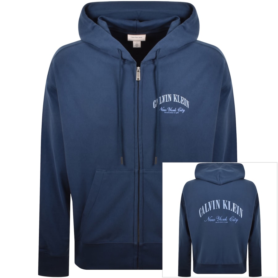 Image number 1 for Calvin Klein Jeans Collegiate Zip Hoodie Blue