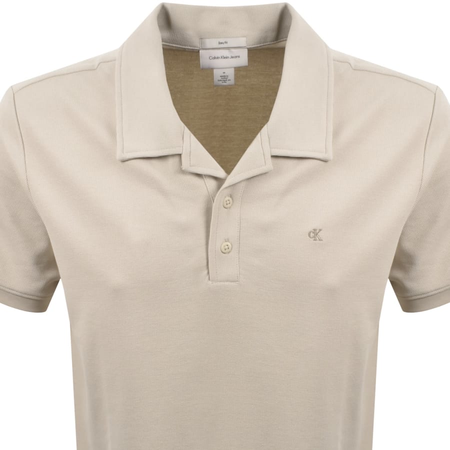 Image number 2 for Calvin Klein Jeans Easy Micro Waffle Polo Beige