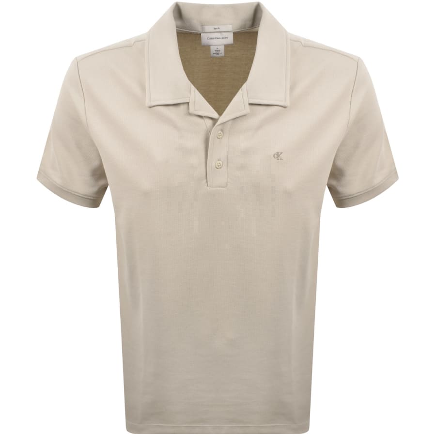 Image number 1 for Calvin Klein Jeans Easy Micro Waffle Polo Beige