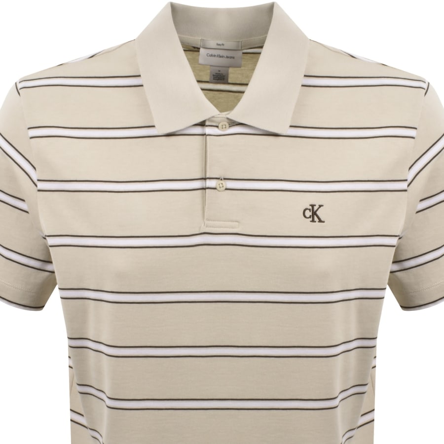 Image number 2 for Calvin Klein Jeans 16S Jersey Stripe Polo Beige
