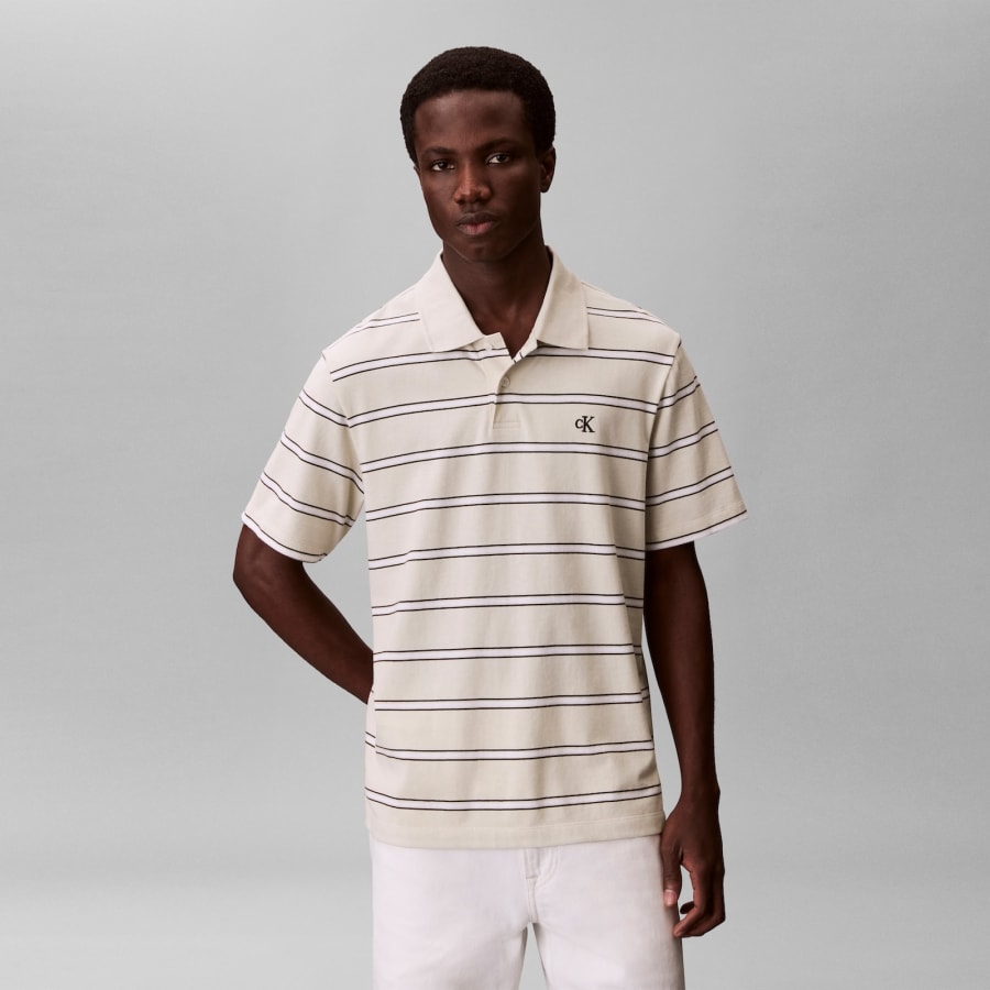 Image number 5 for Calvin Klein Jeans 16S Jersey Stripe Polo Beige