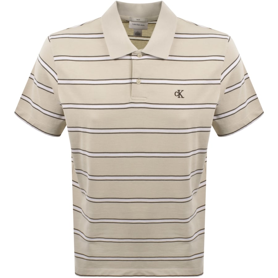 Image number 1 for Calvin Klein Jeans 16S Jersey Stripe Polo Beige