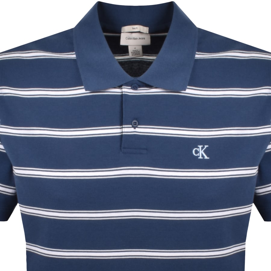 Image number 2 for Calvin Klein Jeans 16S Jersey Stripe Polo Blue