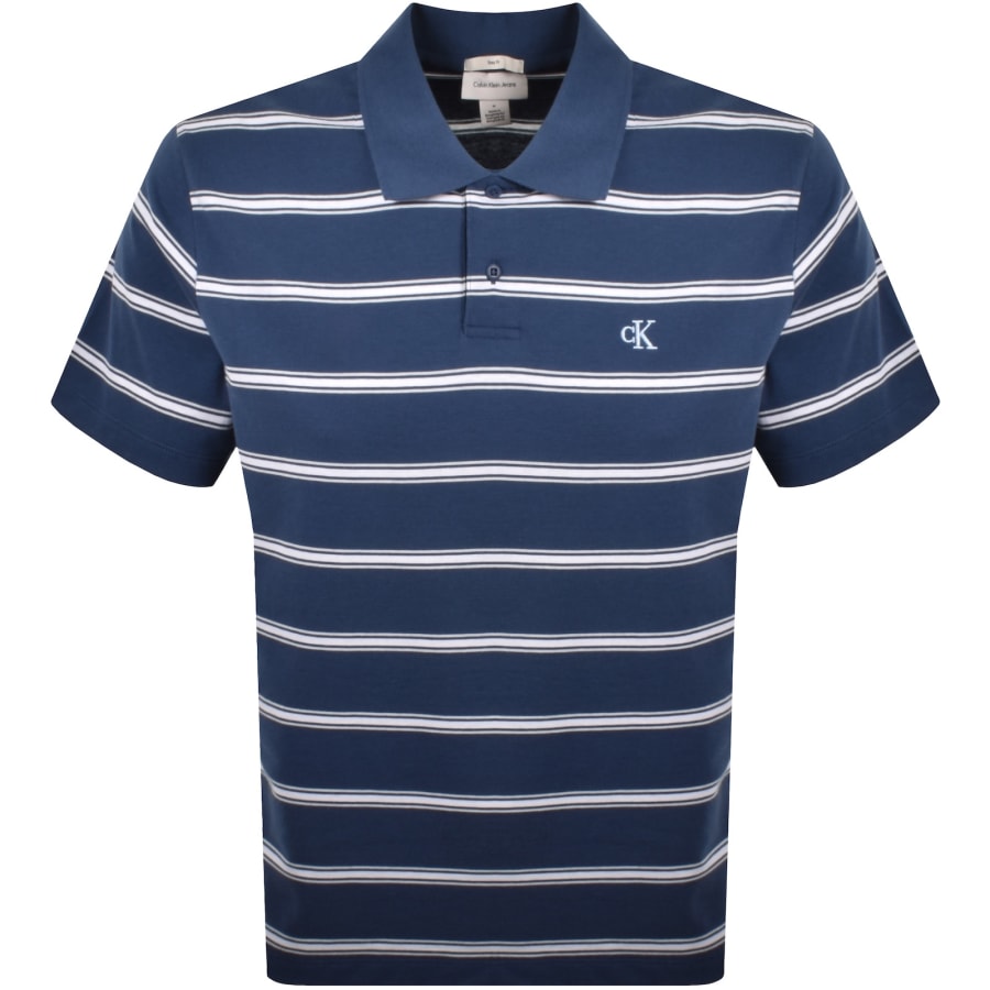 Image number 1 for Calvin Klein Jeans 16S Jersey Stripe Polo Blue