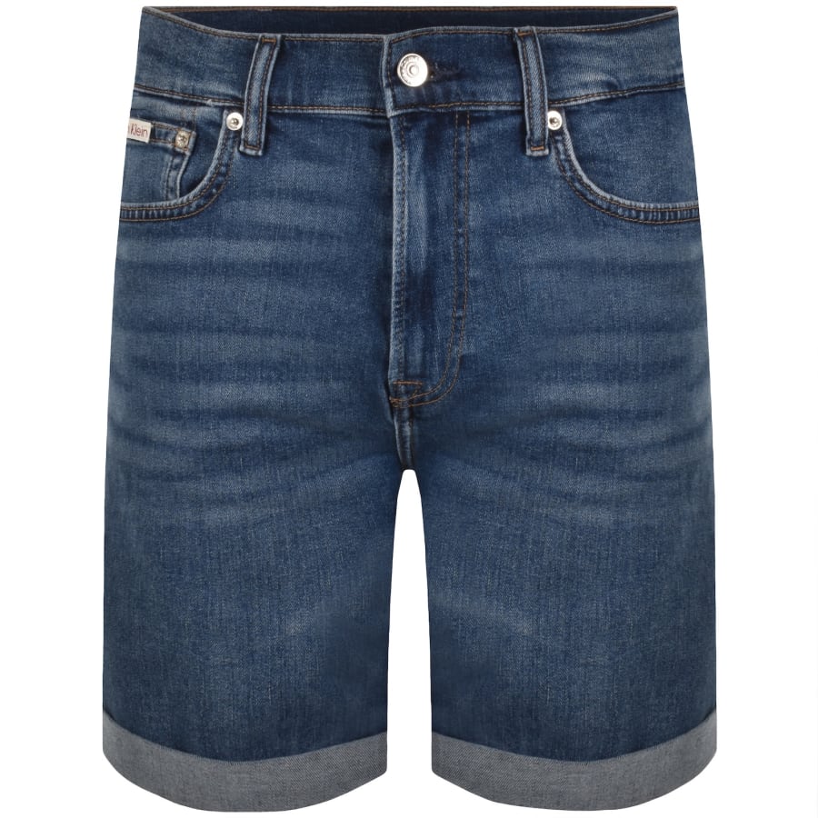 Image number 2 for Calvin Klein Jeans Slim Fit Denim Shorts Blue