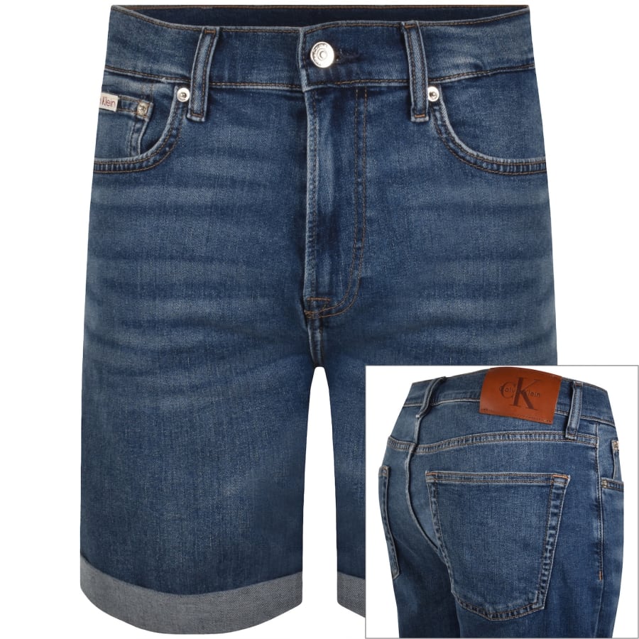 Image number 1 for Calvin Klein Jeans Slim Fit Denim Shorts Blue