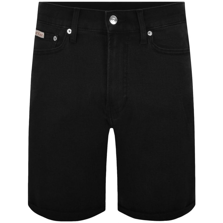 Image number 2 for Calvin Klein Jeans Slim Fit Denim Shorts Black