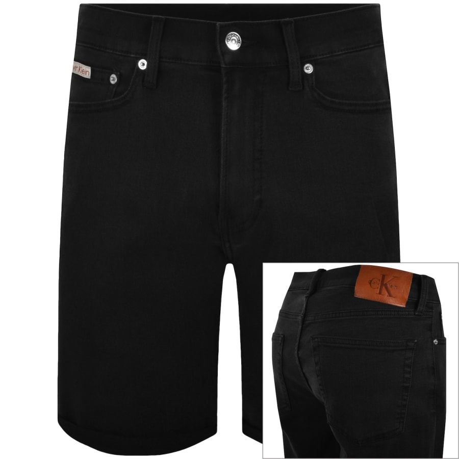 Image number 1 for Calvin Klein Jeans Slim Fit Denim Shorts Black