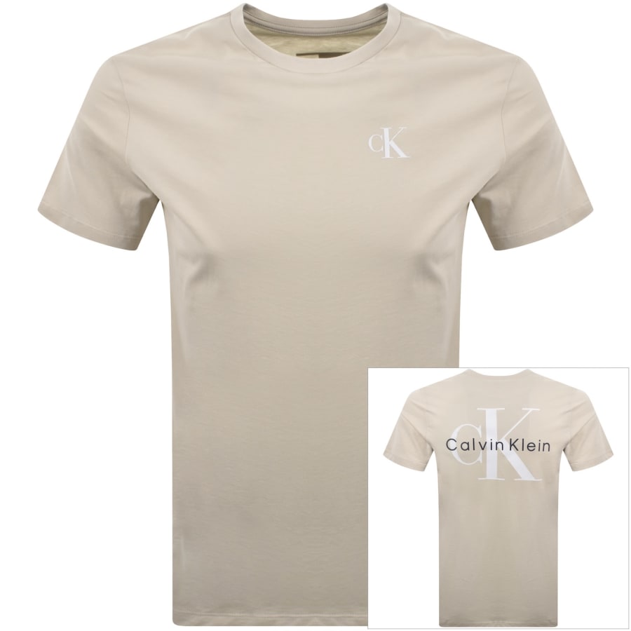 Image number 1 for Calvin Klein Jeans Monologo T Shirt Beige