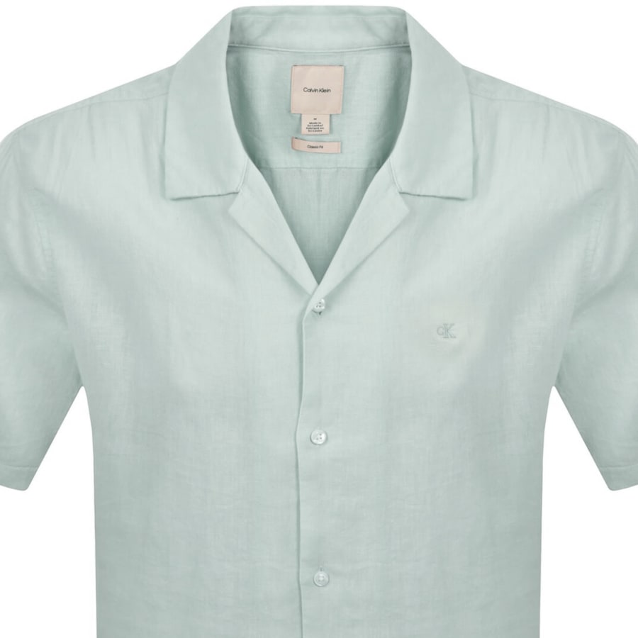Image number 2 for Calvin Klein Short Sleeve Linen Shirt Green