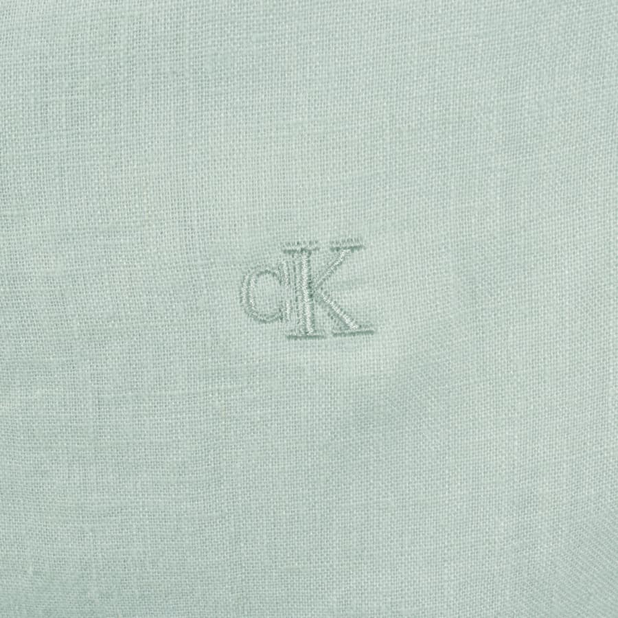 Image number 3 for Calvin Klein Short Sleeve Linen Shirt Green