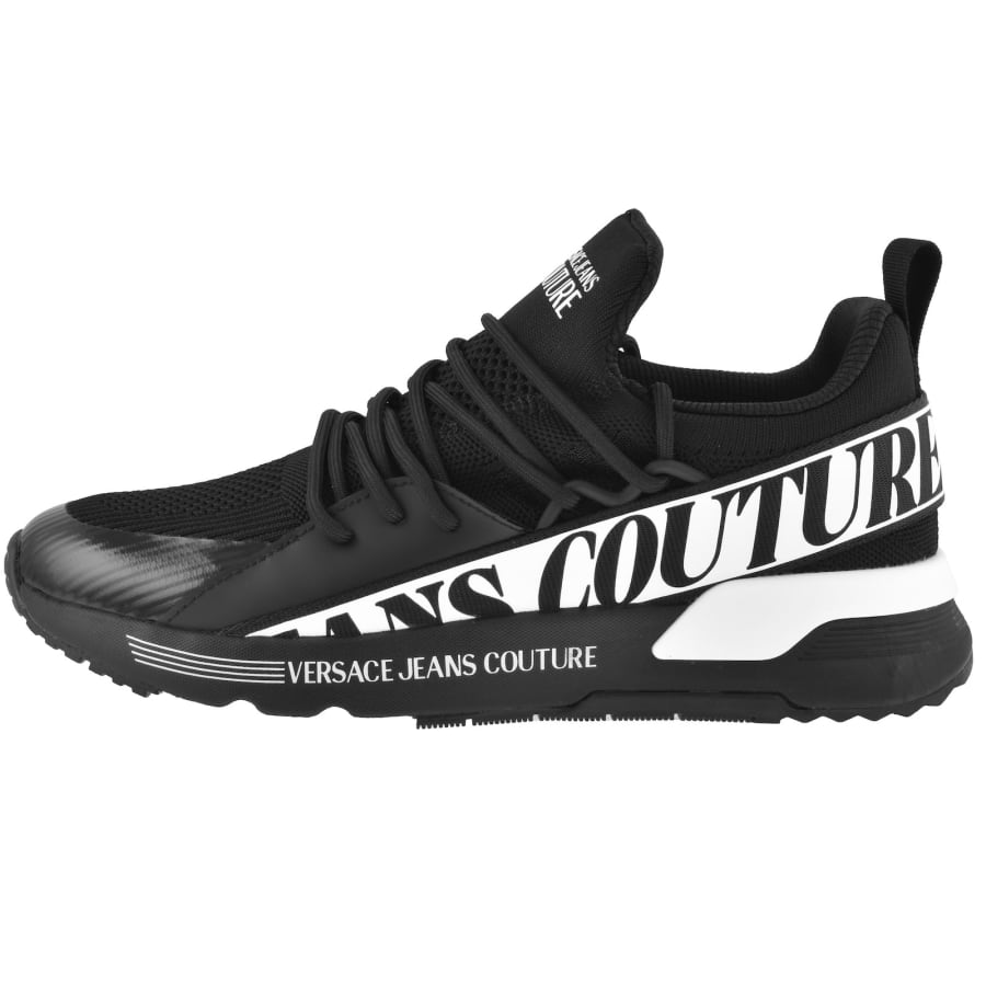 Image number 1 for Versace Jeans Couture Tape Logo Trainers Black