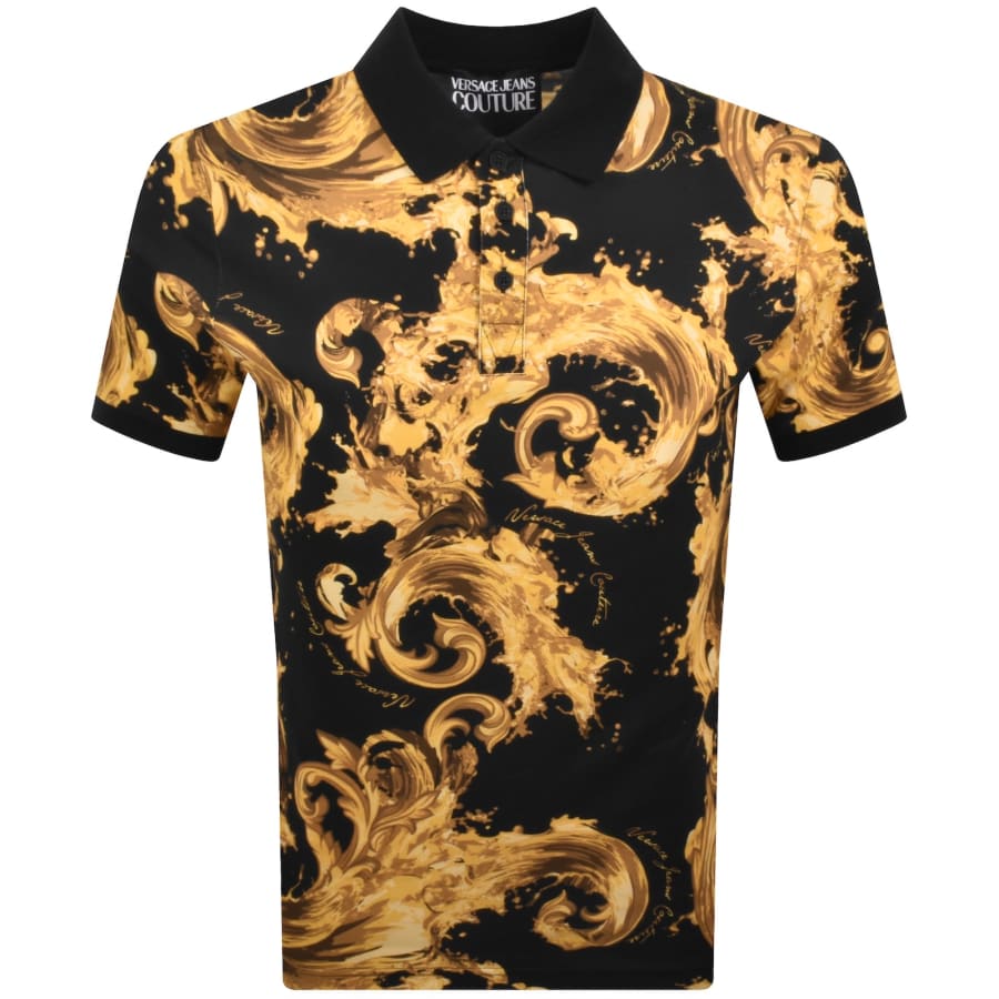 Image number 1 for Versace Jeans Couture Print Polo T Shirt Black