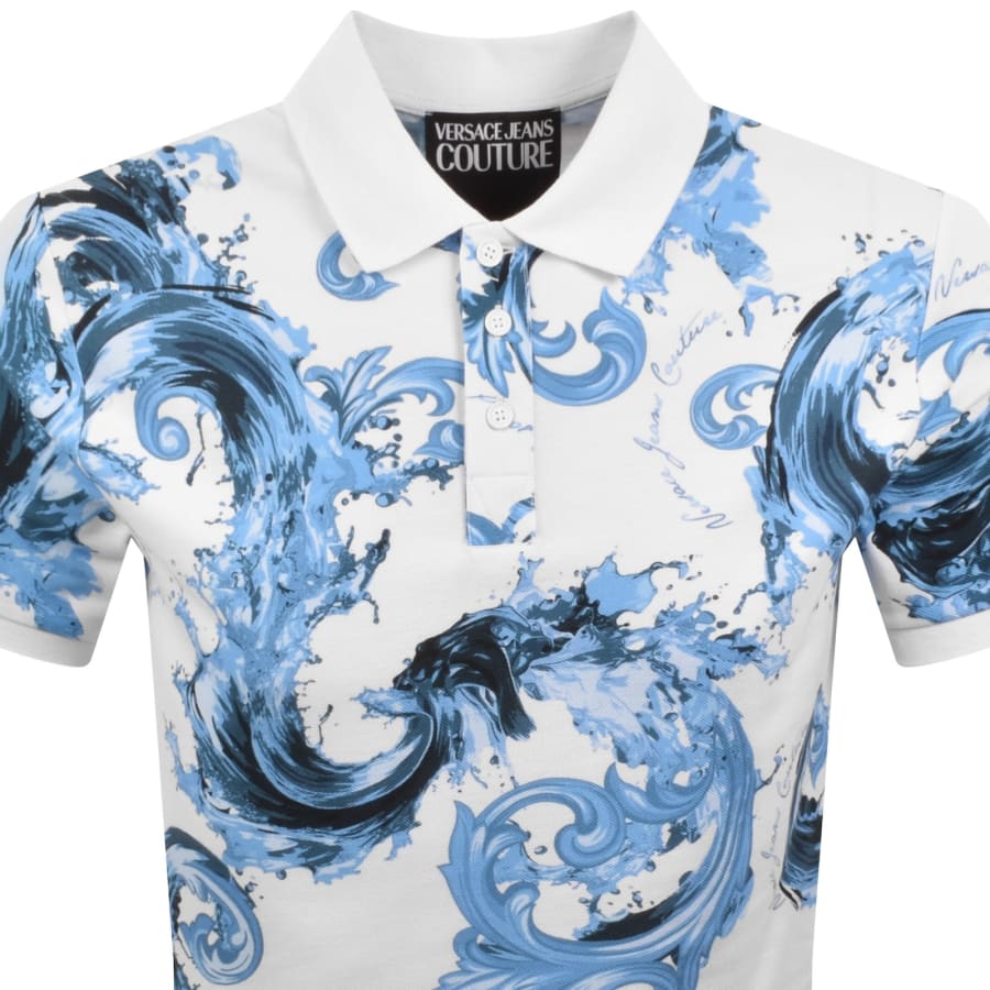 Image number 2 for Versace Jeans Couture Print Polo T Shirt White