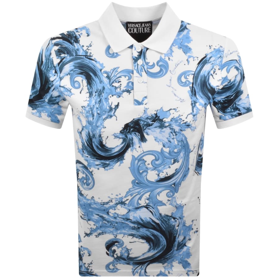 Image number 1 for Versace Jeans Couture Print Polo T Shirt White