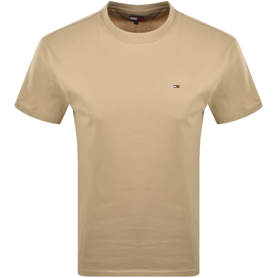 Image number 1 for Tommy Jeans Flag Logo T Shirt Beige