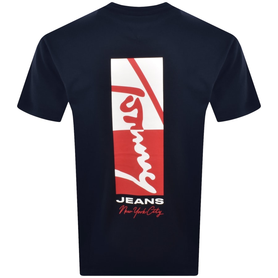 Image number 4 for Tommy Jeans Sign Block T Shirt Navy