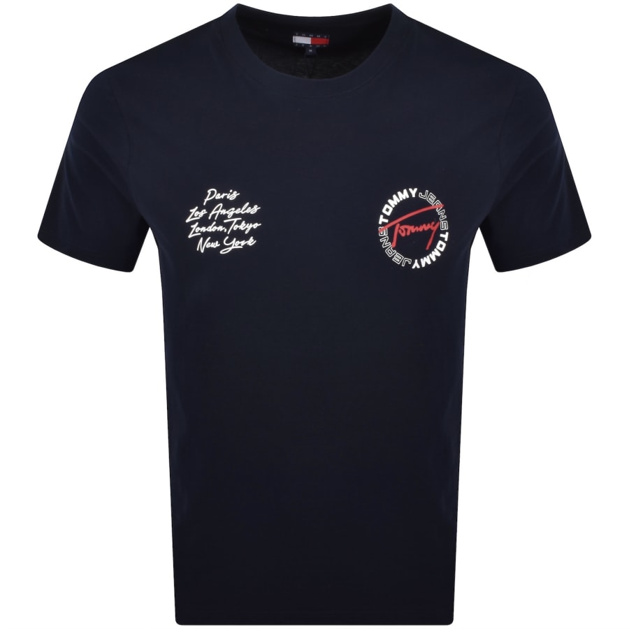 Image number 2 for Tommy Jeans Sign Circle T Shirt Navy