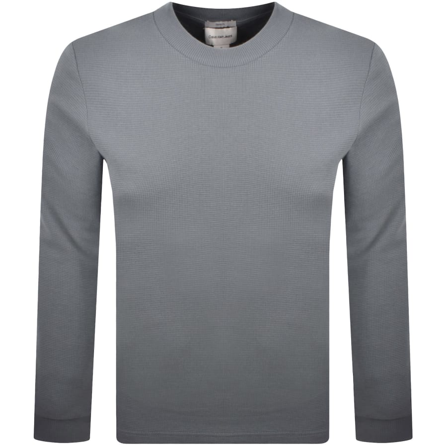 Image number 2 for Calvin Klein Jeans Waffle T Shirt Blue