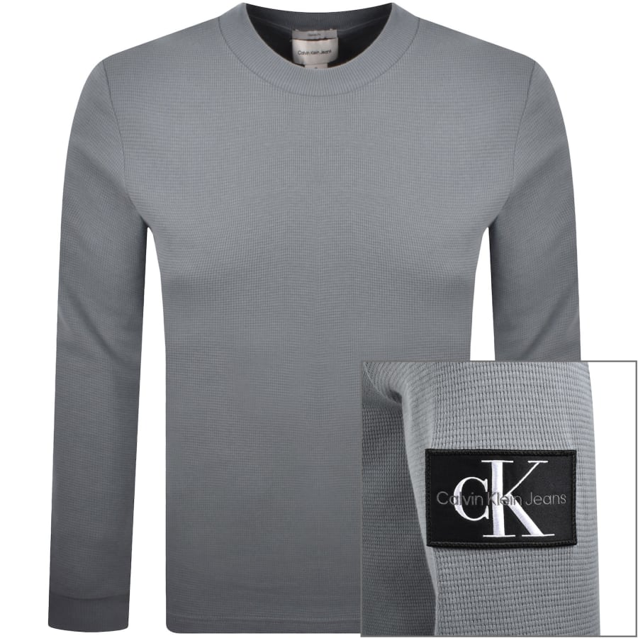 Image number 1 for Calvin Klein Jeans Waffle T Shirt Blue
