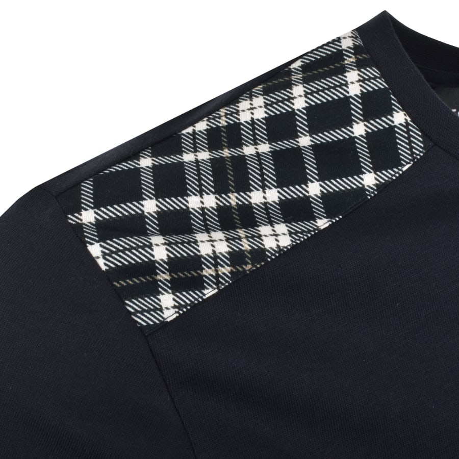 Image number 4 for Lyle And Scott Check Panelled T Shirt Dark Navy